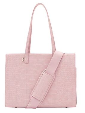 BEIS Blush Croc-Embossed Shoulder Tote with Detachable Strap